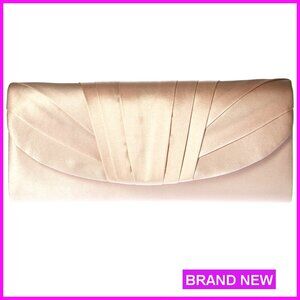 Satin Evening Clutch Elegant Formal Tuxedo Pleated Shoulder Bag Classic